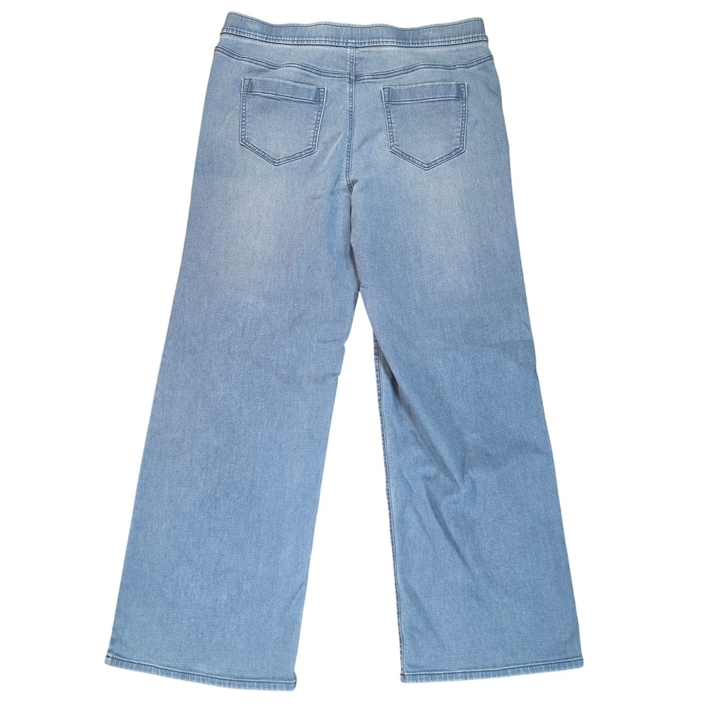 Pure Jill Denim Women Light Wash Wide Leg Pull On Jeans Size Medium M Blue - Picture 2 of 8